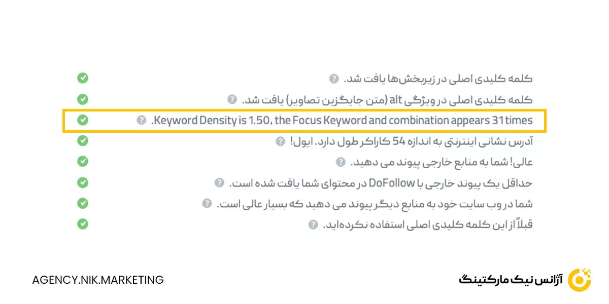 چگالی کلمات کلیدی Rank Math